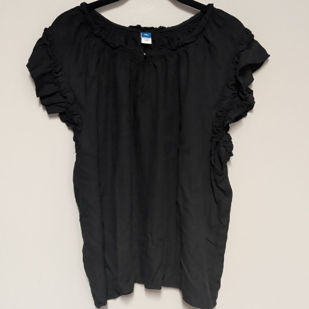 Old Navy Black Ruffled Blouse